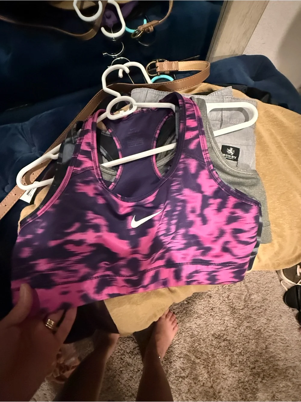 Nike Pink and Purple Tie-Dye Dri-FIT Racerback Sports Bra